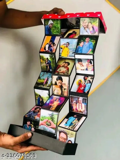 best gift with photo box with 24 photo for valentines birthday, anniversary and day for boyfriend ,girlfriend ,wife ,husband and your love ones A gift box | Greeting box | unique gifts | Explosion box