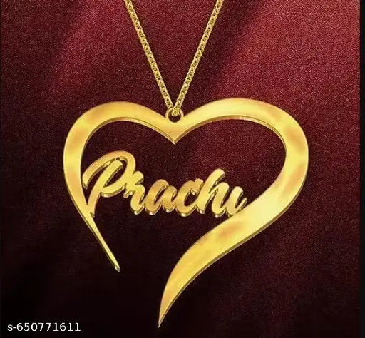 Customized Name Necklace with Heart | Personalised Jewellery for Women & Girls | Golden Stainless Steel ChainPersonalized Name Pendant for Girls | Custom Jewellery Gift | Gold Plated Name Necklace