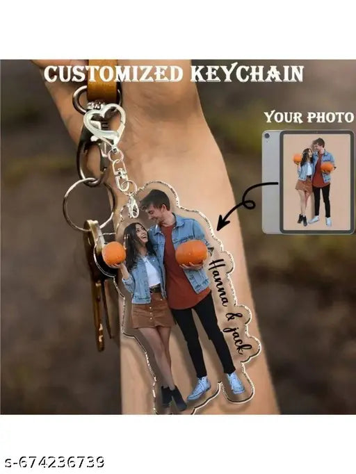 Customized Photo Shape Acrylic Keychain for Couples | Personalized Photo Key Ring with Clear Finish | Stylish Hanging Keychain for Bag, Car & Keys | Perfect Gift for Birthday, Anniversary, Valentine, Friends, Family & Loved Ones