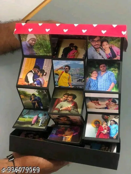 best gift with photo box with 24 photo for valentines birthday, anniversary and day for boyfriend ,girlfriend ,wife ,husband and your love ones A gift box | Greeting box | unique gifts | Explosion box