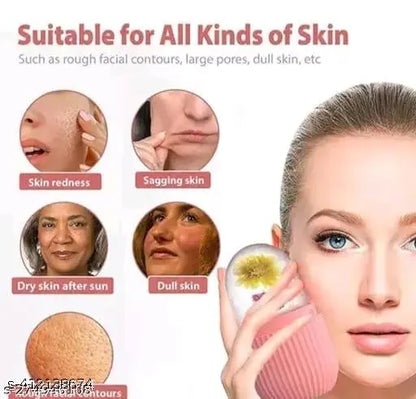 [Combo Offer...Offer..] (Pack of 2) Ice Roller & Ice Cube Trey, Facial Ice Roller For Massage Face , Ice Cube Trey Silicon Material And count of 37 Slote