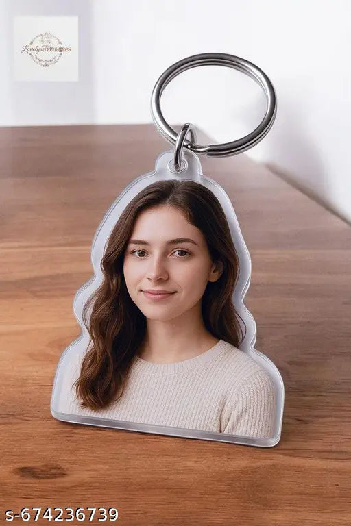 Customized Photo Shape Acrylic Keychain for Couples | Personalized Photo Key Ring with Clear Finish | Stylish Hanging Keychain for Bag, Car & Keys | Perfect Gift for Birthday, Anniversary, Valentine, Friends, Family & Loved Ones