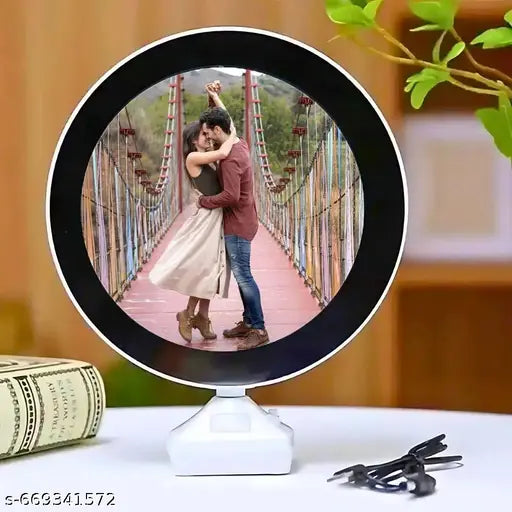 Personalized LED Photo Mirror with Custom Picture | Decorative Tabletop Night Light for Home & Gifting