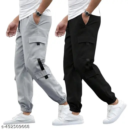 Friend Zon Casual Feel Pack Of 2 Joggers Pant || Mens Multicolor Fashionable Track Pants || Track Pant For Men || Regular Use Track For Boys || Joggers Style Track For Mens Wear || Black, Blue, Grey Combo Offer