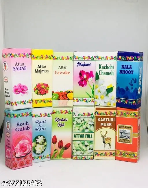 Best Attar For Shrine and Pooja  (COMBO PACK OFFER OF 12 PIECES ) (100% Pure)Great Fragrance Long-Lasting For Men & Women & Girls (Unisex) (2ml Each) Floral Attar & Pocket Perfume.