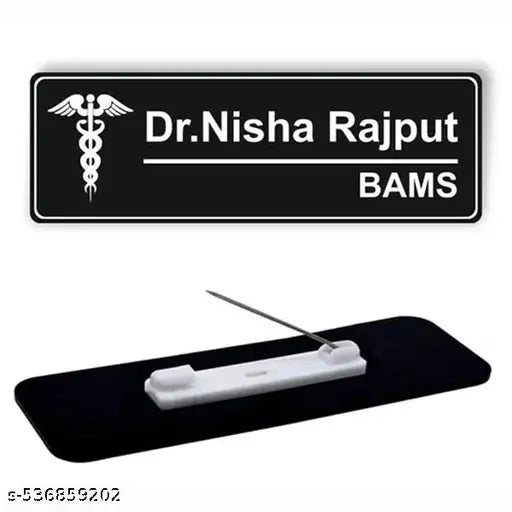 Personalised Black Engraved Acrylic Pinback Name Badge - (Pack of 1)